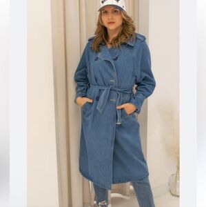 Haute Monde denim trench coat jacket